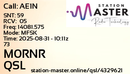 QSL Card for M0RNR QSO with AE1N