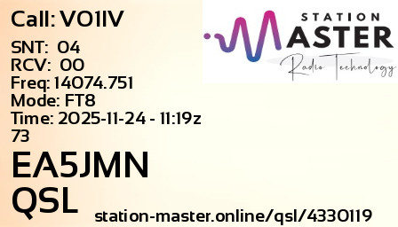QSL Card for EA5JMN QSO with VO1IV