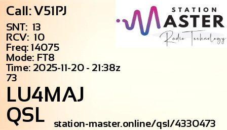 QSL Card for LU4MAJ QSO with V51PJ