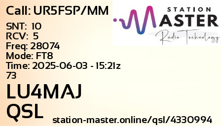 QSL Card for LU4MAJ QSO with UR5FSP/MM
