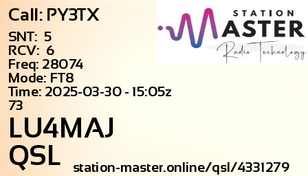QSL Card for LU4MAJ QSO with PY3TX