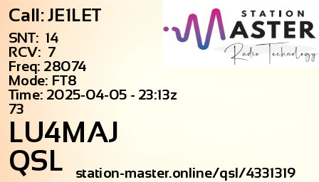 QSL Card for LU4MAJ QSO with JE1LET
