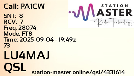 QSL Card for LU4MAJ QSO with PA1CW