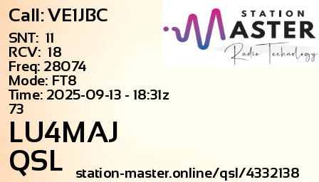 QSL Card for LU4MAJ QSO with VE1JBC