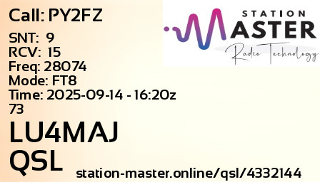 QSL Card for LU4MAJ QSO with PY2FZ