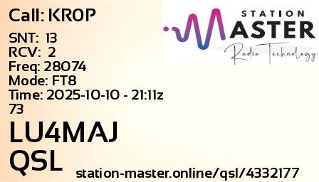 QSL Card for LU4MAJ QSO with KR0P
