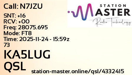QSL Card for KA5LUG QSO with N7JZU