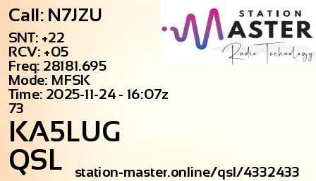QSL Card for KA5LUG QSO with N7JZU