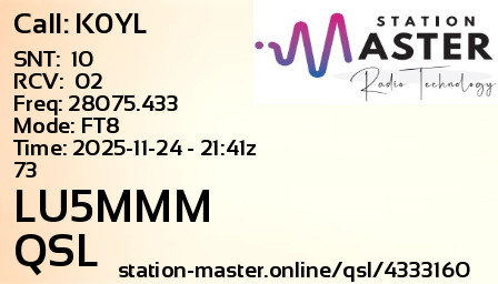QSL Card for LU5MMM QSO with K0YL