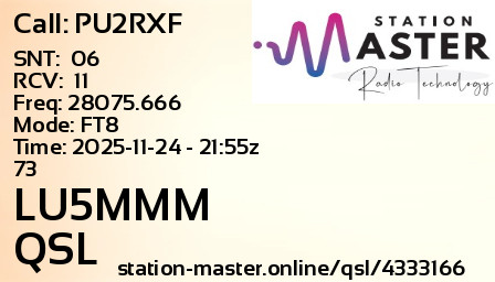 QSL Card for LU5MMM QSO with PU2RXF