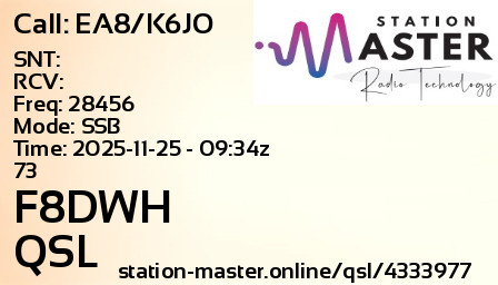 QSL Card for F8DWH QSO with EA8/K6JO