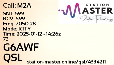 QSL Card for G6AWF QSO with M2A