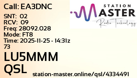 QSL Card for LU5MMM QSO with EA3DNC