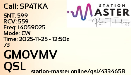 QSL Card for GM0VMV QSO with SP4TKA