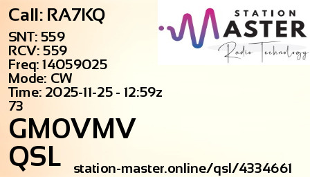 QSL Card for GM0VMV QSO with RA7KQ