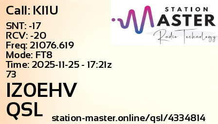 QSL Card for IZ0EHV QSO with KI1U