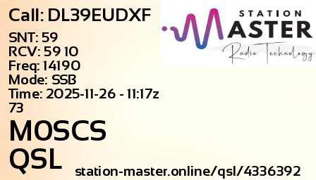 QSL Card for M0SCS QSO with DL39EUDXF