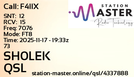 QSL Card for SH0LEK QSO with F4IIX