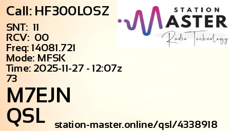 QSL Card for M7EJN QSO with HF300LOSZ