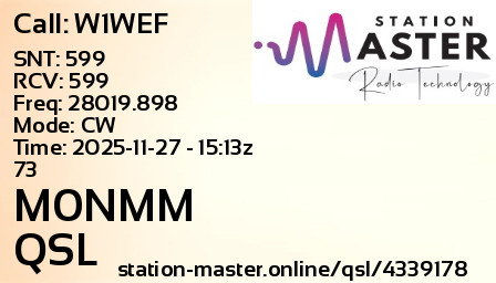 QSL Card for M0NMM QSO with W1WEF