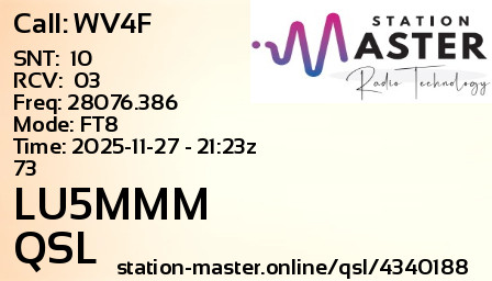 QSL Card for LU5MMM QSO with WV4F