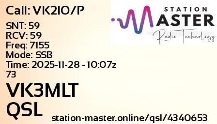 QSL Card for VK3MLT QSO with VK2IO/P