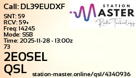 QSL Card for 2E0SEL QSO with DL39EUDXF