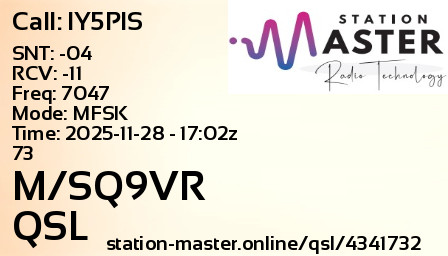QSL Card for M/SQ9VR QSO with IY5PIS