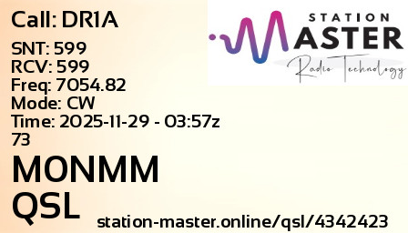 QSL Card for M0NMM QSO with DR1A
