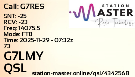 QSL Card for G7LMY QSO with G7RES