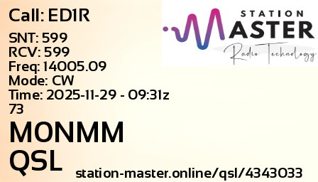QSL Card for M0NMM QSO with ED1R