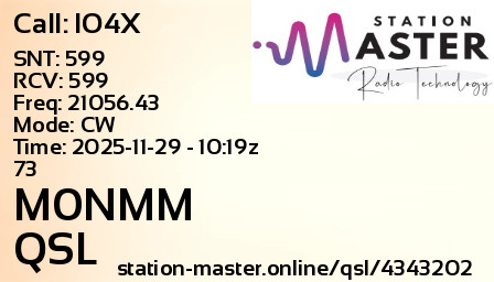 QSL Card for M0NMM QSO with IO4X