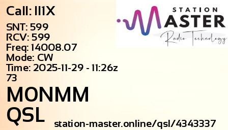 QSL Card for M0NMM QSO with II1X