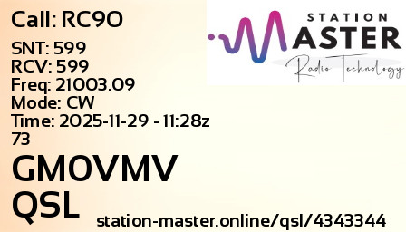 QSL Card for GM0VMV QSO with RC9O