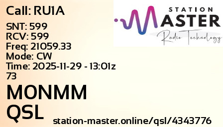 QSL Card for M0NMM QSO with RU1A