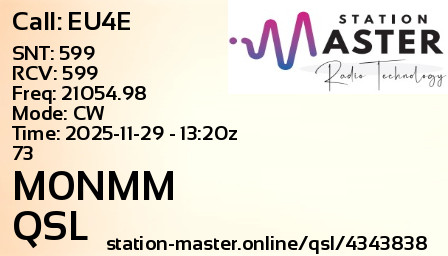 QSL Card for M0NMM QSO with EU4E