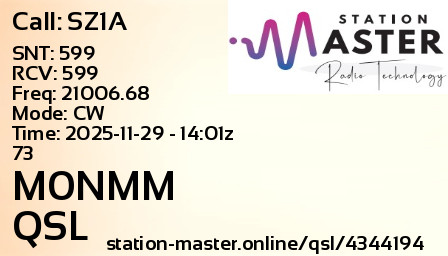 QSL Card for M0NMM QSO with SZ1A