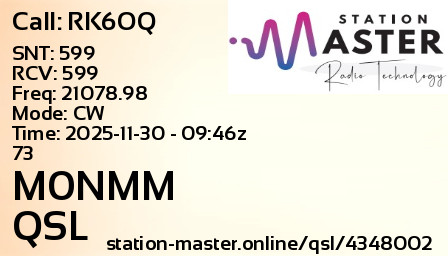 QSL Card for M0NMM QSO with RK6OQ