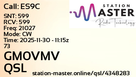 QSL Card for GM0VMV QSO with ES9C