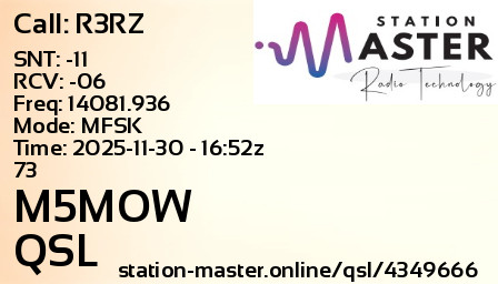 QSL Card for M5MOW QSO with R3RZ