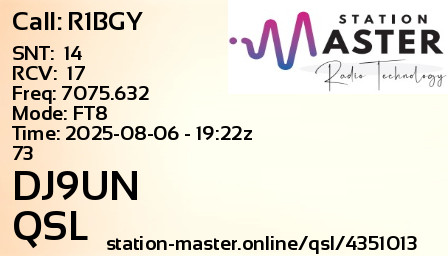 QSL Card for DJ9UN QSO with R1BGY