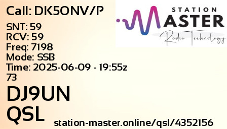 QSL Card for DJ9UN QSO with DK5ONV/P