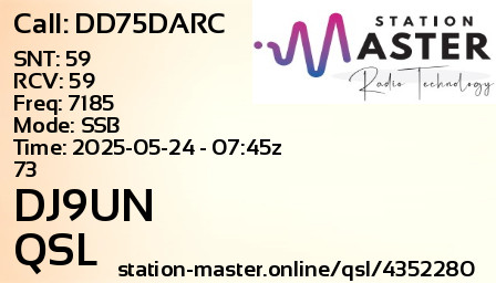QSL Card for DJ9UN QSO with DD75DARC