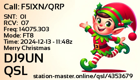 QSL Card for DJ9UN QSO with F5IXN/QRP