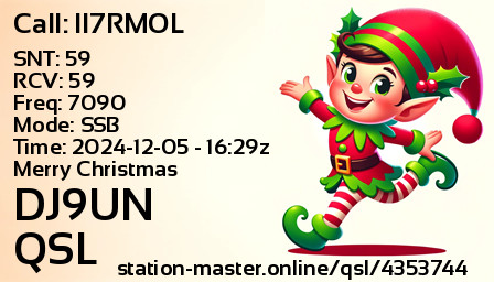 QSL Card for DJ9UN QSO with II7RMOL