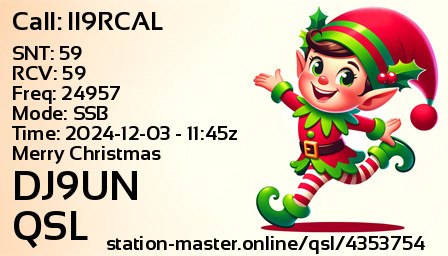 QSL Card for DJ9UN QSO with II9RCAL