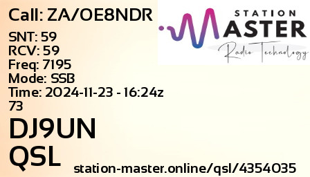 QSL Card for DJ9UN QSO with ZA/OE8NDR