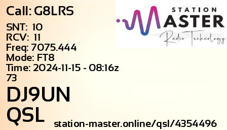 QSL Card for DJ9UN QSO with G8LRS