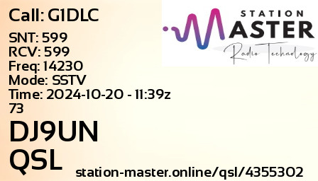 QSL Card for DJ9UN QSO with G1DLC