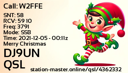 QSL Card for DJ9UN QSO with W2FFE